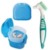 Boite appareil dentaire,Coupe de Bain de Prothèses avec,Boîte à prothèses avec filtre pour prothèses et brosse à dents pour p