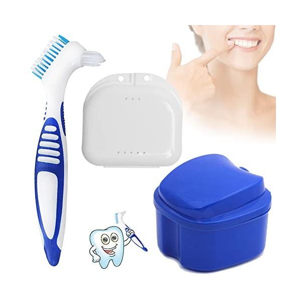 Boite appareil dentaire,Coupe de Bain de Prothèses avec,Boîte à prothèses avec filtre pour prothèses et brosse à dents pour p