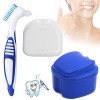 Boite appareil dentaire,Coupe de Bain de Prothèses avec,Boîte à prothèses avec filtre pour prothèses et brosse à dents pour p