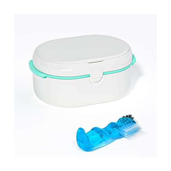 Boîte de rangement pour appareils dentaires pour le stockage et le trempage des protège-dents, magnétique, avec brosse à dent