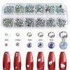 Canvalite Lot de 1500 strass à dos plat en 6 tailles avec pince à épiler et stylo à pointiller pour ongles, maquillage, vêtem