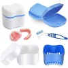 Boîte De Dentiers, Nettoyage De Dentiers Boîtes, Étui De Bain De Prothèses Avec Brosse, Kit De Nettoyage Pour Prothèses, 2 Bo