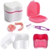 Boîte De Dentiers, Nettoyage De Dentiers Boîtes, Étui De Bain De Prothèses Avec Brosse, Kit De Nettoyage Pour Prothèses, 2 Bo