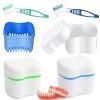 Boîte De Dentiers, Nettoyage De Dentiers Boîtes, Étui De Bain De Prothèses Avec Brosse, Kit De Nettoyage Pour Prothèses, 2 Bo