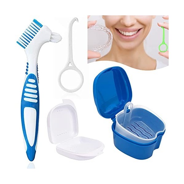 Kit de brosse à prothèses - Nettoyant pour appareils dentaires - Boîte de rangement pour prothèses - BoîteàProthèses, Boite a