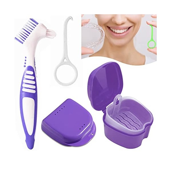 Kit de brosse à prothèses - Nettoyant pour appareils dentaires - Boîte de rangement pour prothèses - BoîteàProthèses, Boite a