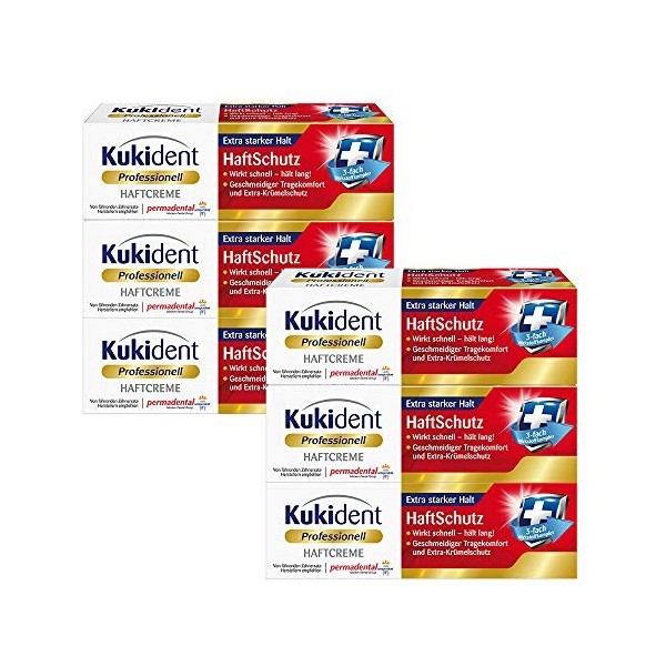 Kukident Lot de 6 crèmes adhésives puissantes, 40 g