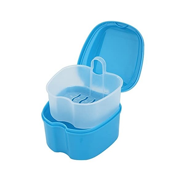 Boîte de Rangement pour Prothèses Boîte de Dentiers Étui de Bain pour Prothèses avec Passoire pour Stockage Trempage Nettoyag