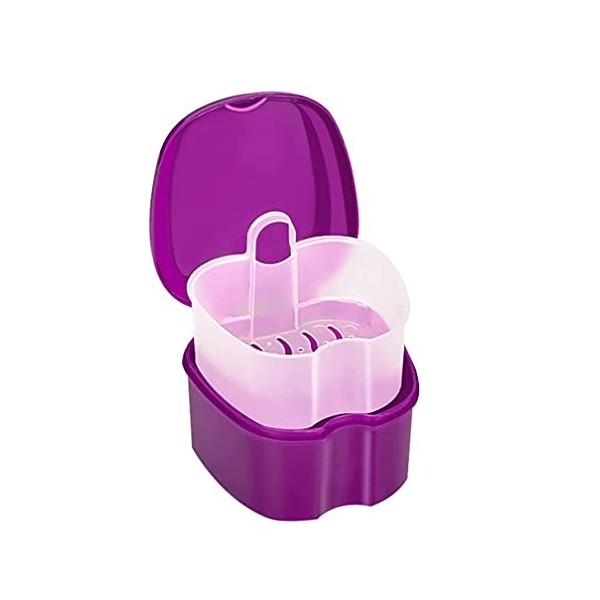 Trousse de bain orthodontique en plastique pour prothèses dentaires avec filtre Rose