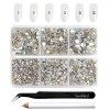 Beadsland Lot de 4300 strass à dos plat - Pour bricolage - 6 tailles - Avec pincette et stylo à cire - SS6-SS20 - Cristal bla