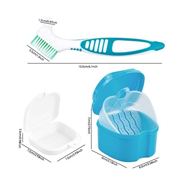 Cozlly Boîte de Rangement pour Prothèses, Etui pour Appareils Dentaires, Kit de Nettoyage pour Prothèses avec Brosse, Boîte d