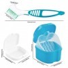 Cozlly Boîte de Rangement pour Prothèses, Etui pour Appareils Dentaires, Kit de Nettoyage pour Prothèses avec Brosse, Boîte d