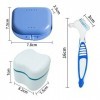 XTUDOU Kit De Boite Dentier, 2 Boite Dentier Adulte, 2 Boite Appareil Dentaire avec Passoire, 2 Brosses de Nettoyage pour Pr