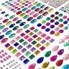 Strass Autocollant 1782 Pcs, Coloré Strass Cristal Brillant Adhésif, Strass Auto-Adhésifs, 14 Feuilles Différentes Tailles, p