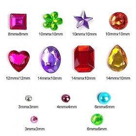 Strass Autocollant 1782 Pcs, Coloré Strass Cristal Brillant Adhésif, Strass Auto-Adhésifs, 14 Feuilles Différentes Tailles, p