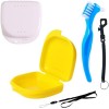 [Set 5 pcs] Boîtes Appareil dentaire + Brosse de Nettoyage | compr. Mousqueton et Lanyard pour Enfants | Étui Rangement Voyag