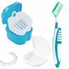 Pinsheng Boîte de Rangement pour Prothèses, Étui pour Brosse de Nettoyage Dentier Brosse à Dents Dentier Boîte à Dentier avec