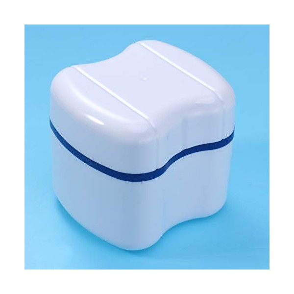 SUPVOX Boîte de bain pour dentier avec étui de rangement pour faux dents avec panier de rinçage bleu