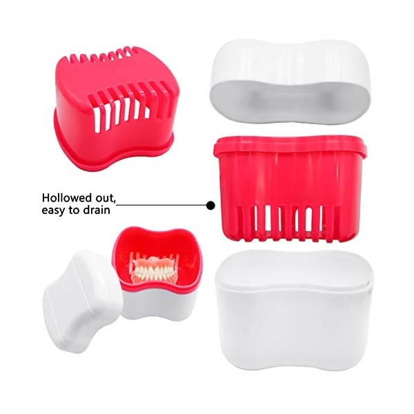 Hioph Boîte de bain pour prothèses dentaires - Gobelet de nettoyage avec panier de rinçage - Kit de soins de prothèses dentai