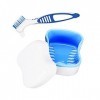 Boite Appareil Dentaire, étui Bain Prothèses Avec Brosse Nettoyage Prothèses Brosse à Dents pour Prothèses, Boîte Rangement p