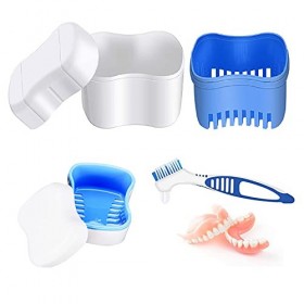 Boite Appareil Dentaire, étui Bain Prothèses Avec Brosse Nettoyage Prothèses Brosse à Dents pour Prothèses, Boîte Rangement p