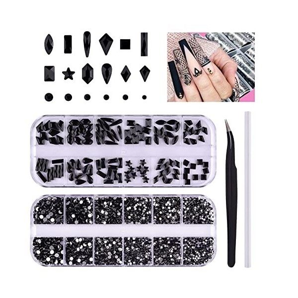 3120 Pcs Rouge Nail Art Strass Gemmes EBANKU Nail Cristal Bijou Forme Mixte Strass Diamants Perles Kit pour Artisanat Ongles 