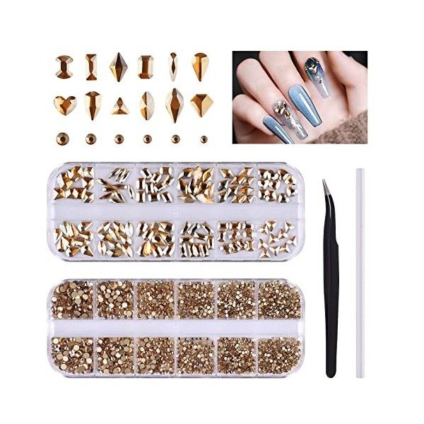 3120 Pcs Rouge Nail Art Strass Gemmes EBANKU Nail Cristal Bijou Forme Mixte Strass Diamants Perles Kit pour Artisanat Ongles 