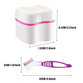 2 Étuis de Bain de Prothèses avec 2 Brosses de Nettoyage de Dentiers Boîtes de Dentiers Conteneur de Prothèses avec Panier de