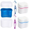 YEAPEAK boîte de prothèse, panier porte-brosse de prothèse, Boîte à Dentier, étuis de prothèse avec brosses de nettoyage de p