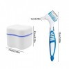 Guador 2 Denture Box 2 Brosse de nettoyage pour prothèses dentaires Boîte de bain pour prothèses dentaires Boîte pour prothès