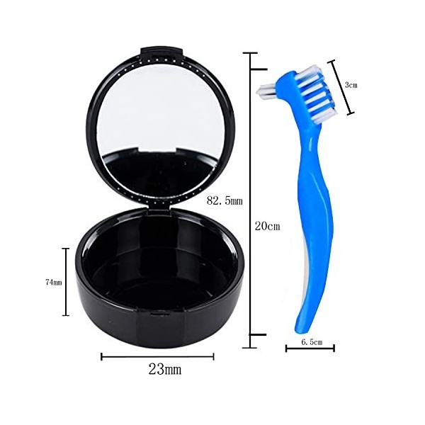 Boîte à Dentier,Yiyifor 2pcs Boîte de Rangement Partielle pour Prothèse Dentaire avec Miroir et Brosse Boîte Prothèse Portabl