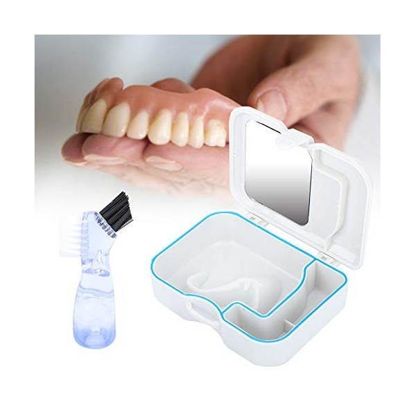 Boîte de bain de dentier, tasse de dentier, couvercle de boîtier de dentier, boîte de rangement de fausses dents de boîte de 