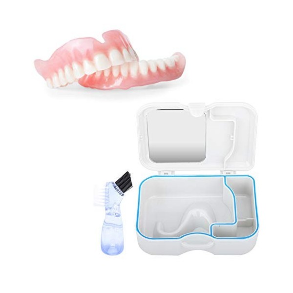 Boîte de bain de dentier, tasse de dentier, couvercle de boîtier de dentier, boîte de rangement de fausses dents de boîte de 