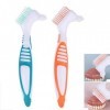 Rnitle Lot de 2 Brosse à Dents Dentier,Brosse à Dents Artificielles pour Soins de la Denture,Têtes de Brosse à Double Angle,B