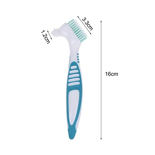 Rnitle Lot de 2 Brosse à Dents Dentier,Brosse à Dents Artificielles pour Soins de la Denture,Têtes de Brosse à Double Angle,B