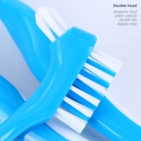 3 pcs Brosse Nettoyage Prothèse dentaire | Double tête, Pointe de precision, Ergonomique | Brossette Nettoyante pour Dentier,