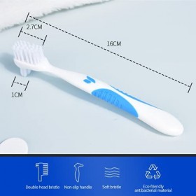 Y-Kelin Lot de 2 brosses de nettoyage à double tête pour dentier - 1 rouge, 1 bleue