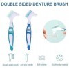 USTNIR Lot de 2 Brosse à Dents Dentier,Brosse à Dents Artificielles pour Soins de la Denture,Têtes de Brosse à Double Angle,B