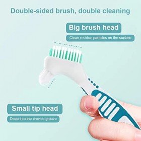 Brosse à Dents Dentier,Têtes de Brosse à Double Angle,Brosse à Dents Artificielles pour Soins de la Denture,Brosse de Nettoya