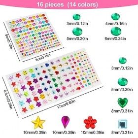 16 Feuilles Strass Autocollants Cristal,Strass Autocollant Diamant Cristal Auto-Adhésifs,trass Auto-adhésif Visage,Autocollan