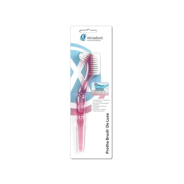 Miradent Protho Brush de luxe brosse pour prothèse dentaire rose transparent 1 pièce