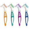 Lot de 4 Brosse à Dentier Brosse Portable Double face pour le nettoyage des fausses Poils Multicouches Têtes de Brosse à Doub