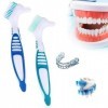 LYQNIHOB Ensemble de 2 Têtes de Brosse Artificielle pour Dentier - Double Angle, Nettoyage Efficace pour Une Bonne Santé Bucc