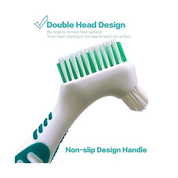 LYQNIHOB Ensemble de 2 Têtes de Brosse Artificielle pour Dentier - Double Angle, Nettoyage Efficace pour Une Bonne Santé Bucc