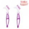 2pcs brosse de nettoyage pour prothèses dentaires, brosse dure pour prothèses dentaires brosse à dents double face spécialeme