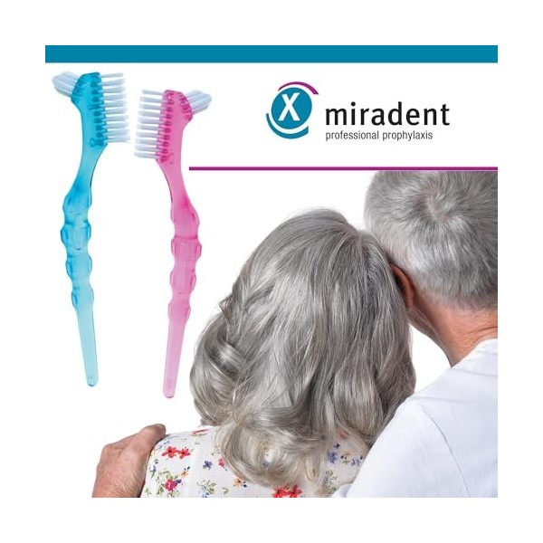 Miradent brosse pour prothèse dentaire rosse prothese bleue