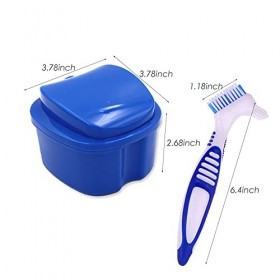 EvaGO Lot de 2 brosses de nettoyage pour prothèses dentaires avec boîte de rangement 2 pièces pour prothèses dentaires, bleu 