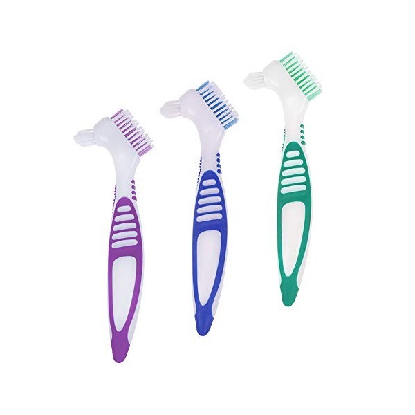 3Pcs Brosse de Nettoyage pour Dentier, AUHOTA Premium Nettoyeur De Prothèses, Brosses à Dents Artificielles pour Soins de la 