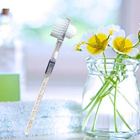 HEALIFTY Brosse à dentier transparente pour fausses dents avec poignée double face