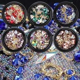 Mwoot Strass pour lartisanat dart dongles, 6 boîtes de perles de pierres précieuses de cristaux mélangés pour lart dongl